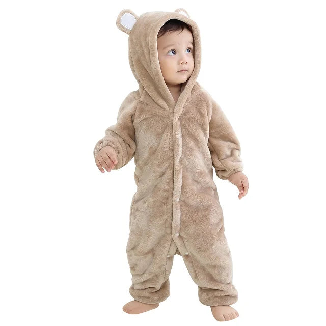 MICHLEY Halloween Costume Infant Baby Clothes Rompers Winter Flannel Hooded Bodysuits Pajamas Animals Overall Jumpsuit For Bebe