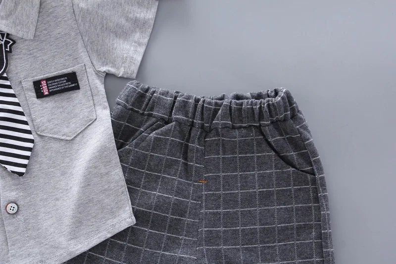 New Summer Baby Clothes Children Clothing Boys Casual Shirt Plaid Shorts 2Pcs/Set Infant Outfits Toddler Costume Kids Sportswear