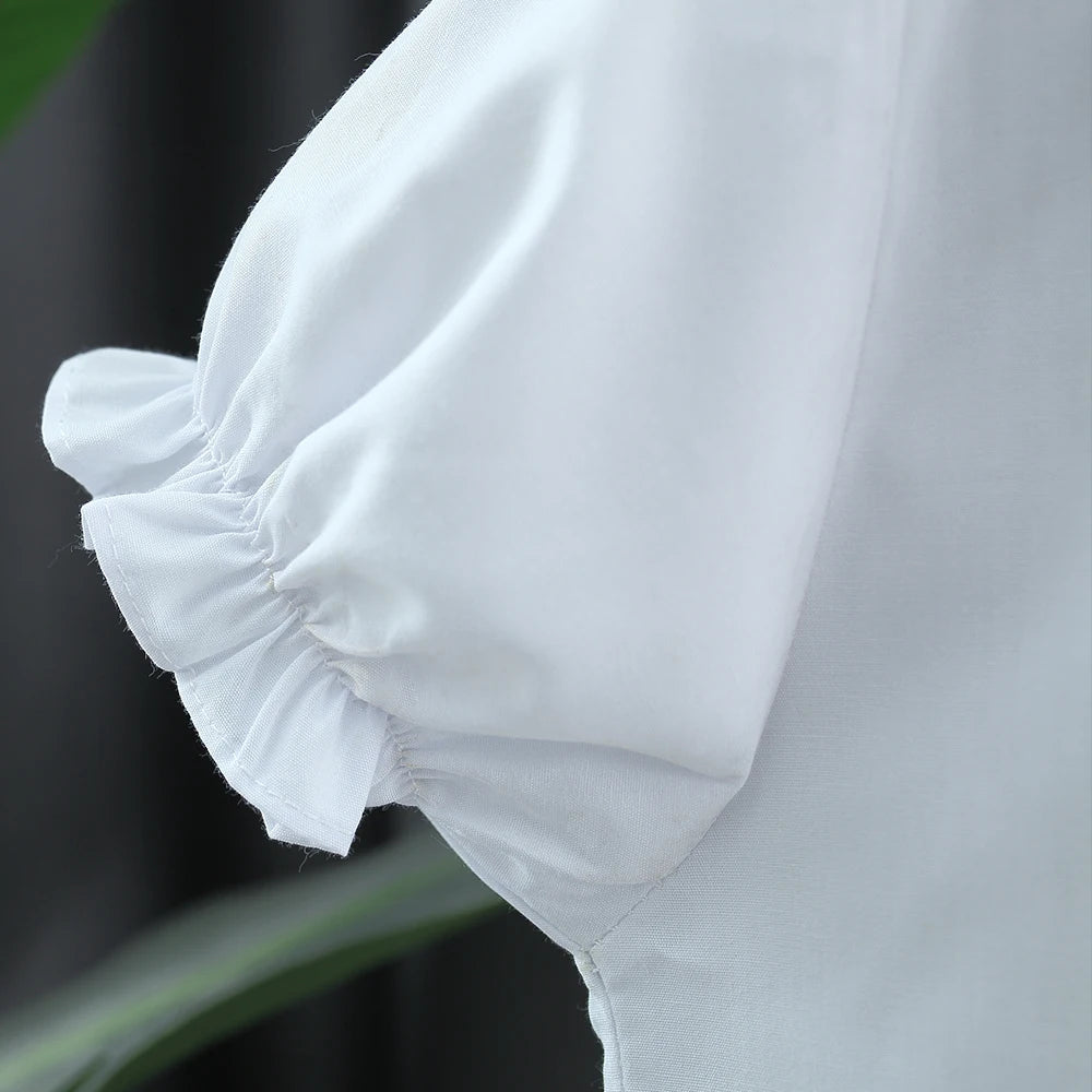 Baby Girl Short Sleeved Shirt, Summer New White Baby Collar Children'S Clothing (Suitable For Heights 120-170cm)