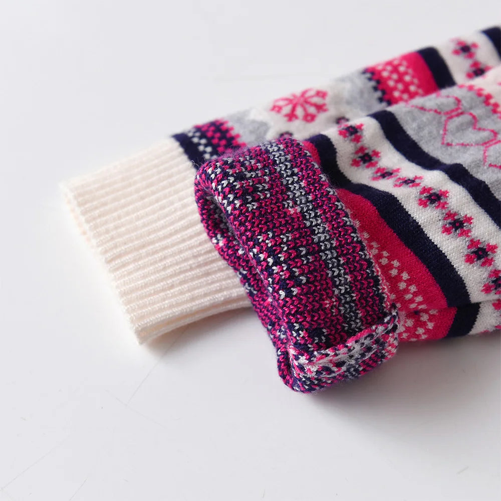 VIKITA Teenagers Cardigans Girls Snowflakes Heart Shape Striped Casual Fashion Cute Sweaters Kids Coat Outer Wear Tops Costumes