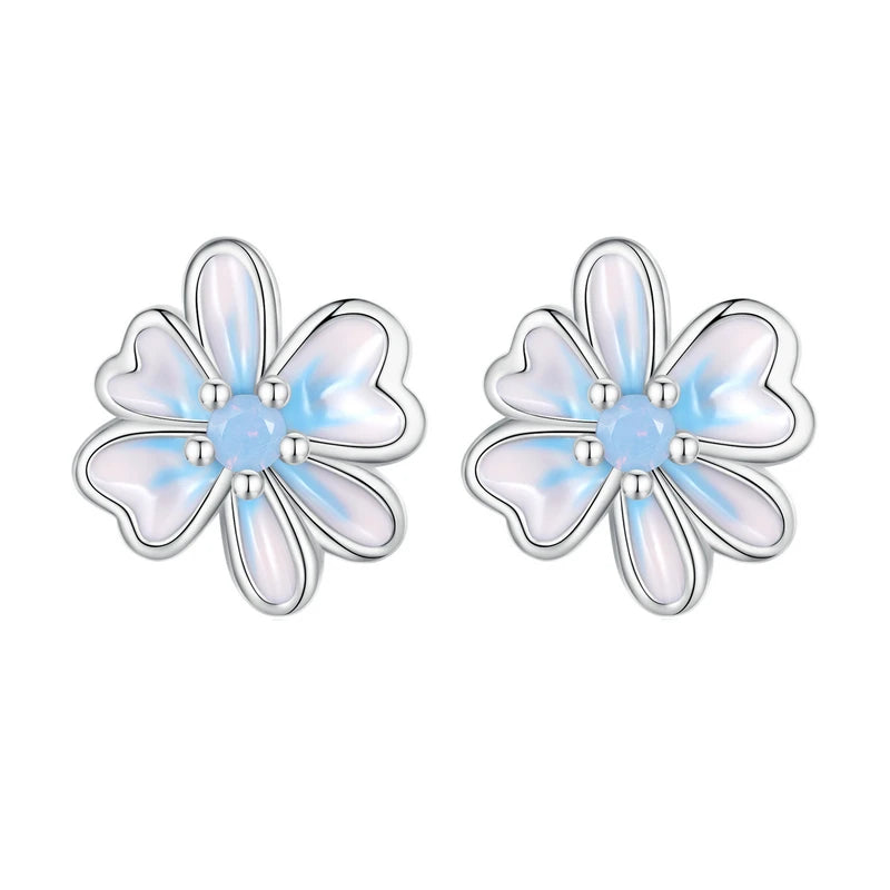 Bamoer 925 Sterling Silver Luxury Girl Earrings Rainbow Butterfy Cute Fancy Funny Ear Stud Original for Women Party Fine Jewelry