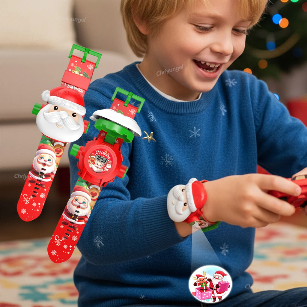 Cartoon Projection Watch for Kids Electronic Watch 24 Patterns Display Projector Montessori Education Toys Gift for Boys Girls