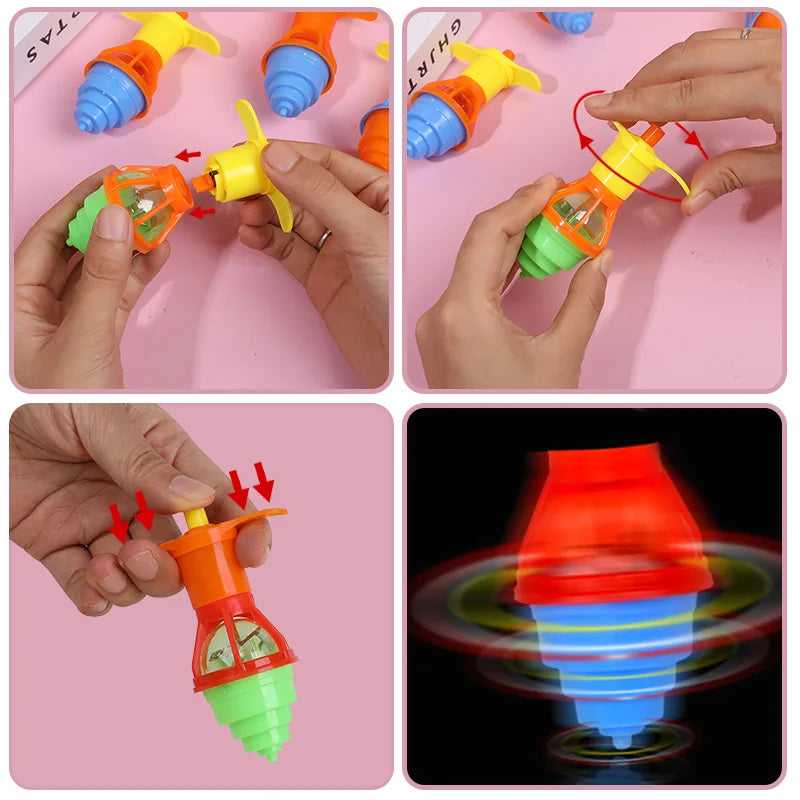 5/10/20pcs LED Light Up Spinning Tops Glow Rotating Gyro Kids Birthday Party Favors Pinata Filler Toys Boy Girl Christmas Gifts