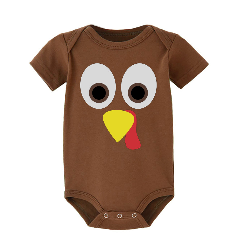 Thanksgiving Turkey Face Baby Bodysuit Boys Girls Cute Clothes Toddler Romper Baby Short Sleeve Jumpsuit Thanksgiving Outfits