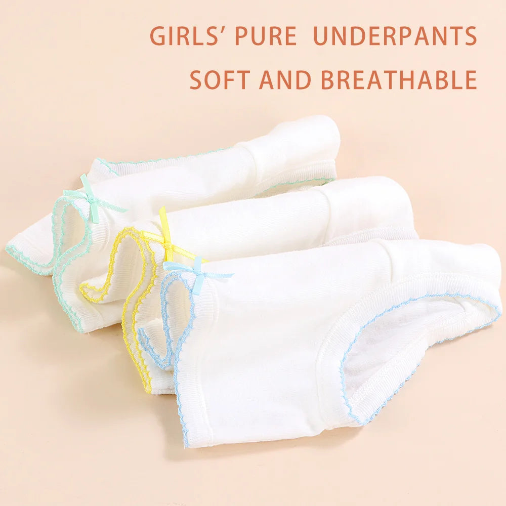 6 Pack Girls Cotton Underwear - 100% Pure Cotton Breathable Comfortable Kids Panties - Soft White Toddler Underwear for Girls -
