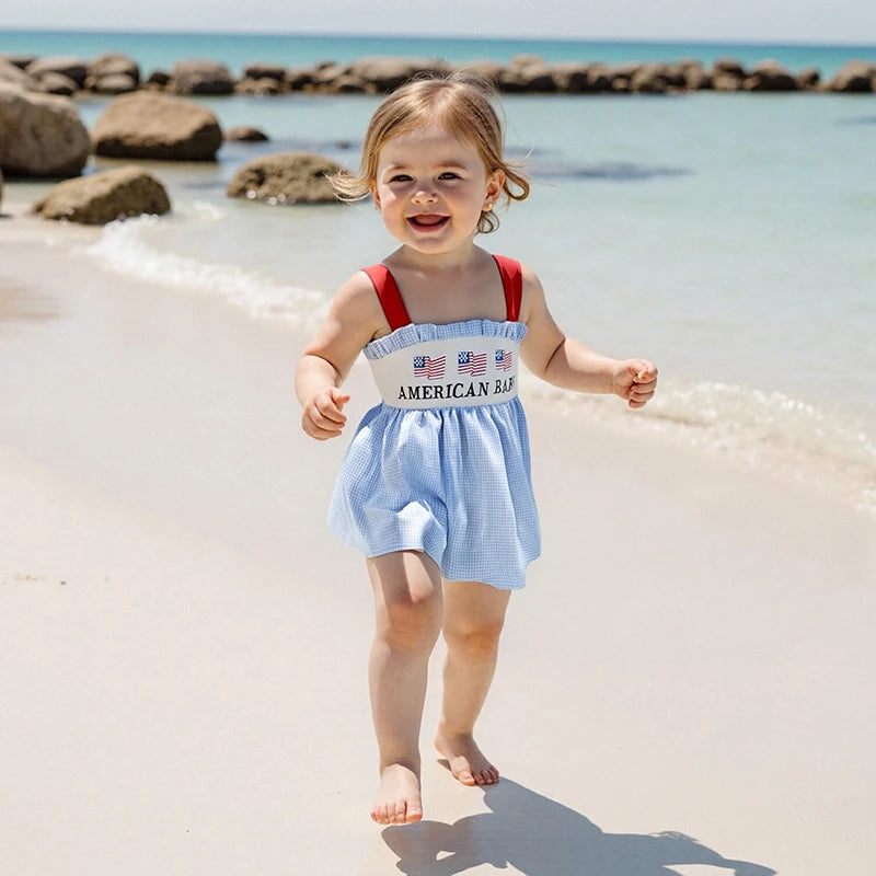 Independence Day Toddler Girl Clothing Set American Flag Print Sleeveless Tank Top and Shorts Outfit for 4th of July