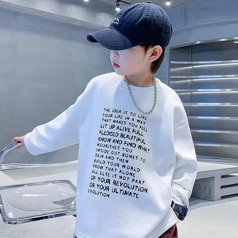 Letter Print T Shirt for Boy Kids T Shirts 2025 New Children's Clothing Boys T Shirt Clothes Top 7 8 Years From 12 Child 14 Tee