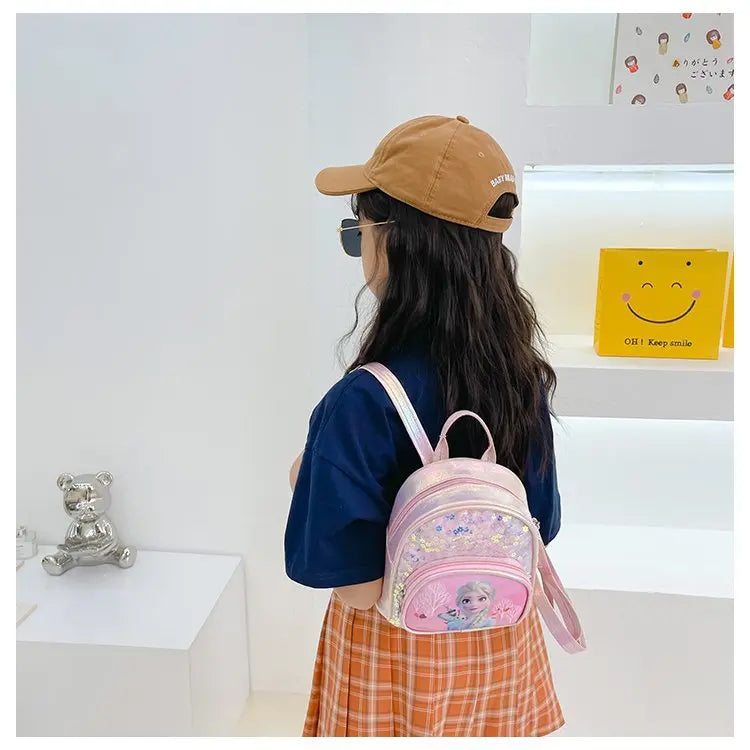 Disney Frozen Girls Backpack Elsa Princess New Girls Backpack Cartoon Cute Sequins Fashion Trend Kindergarten School Bag