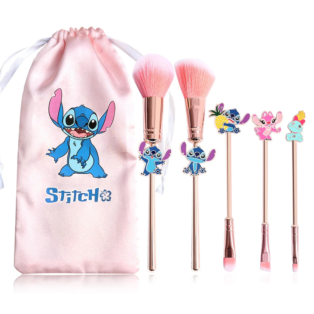 5pcs Summer Limited Stitch Makeup Brush Set Cartoon Doll Eyeshadow Brush Creative Makeup Tools Holiday Gifts for Girls