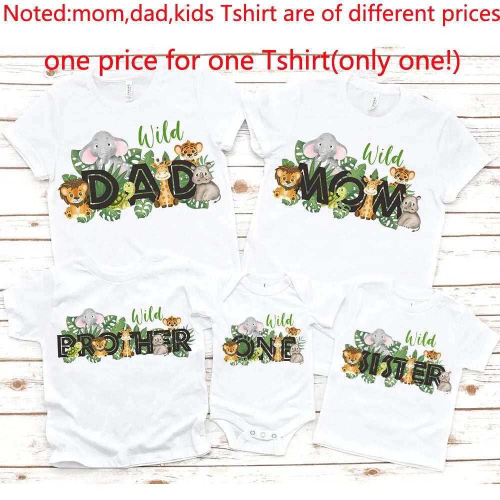 Wild Family Matching Family Shirts Wild One Baby Birthday Shirt Dad Mom Shirt Brother Sister Tshirt Summer Family Look Tee Gift