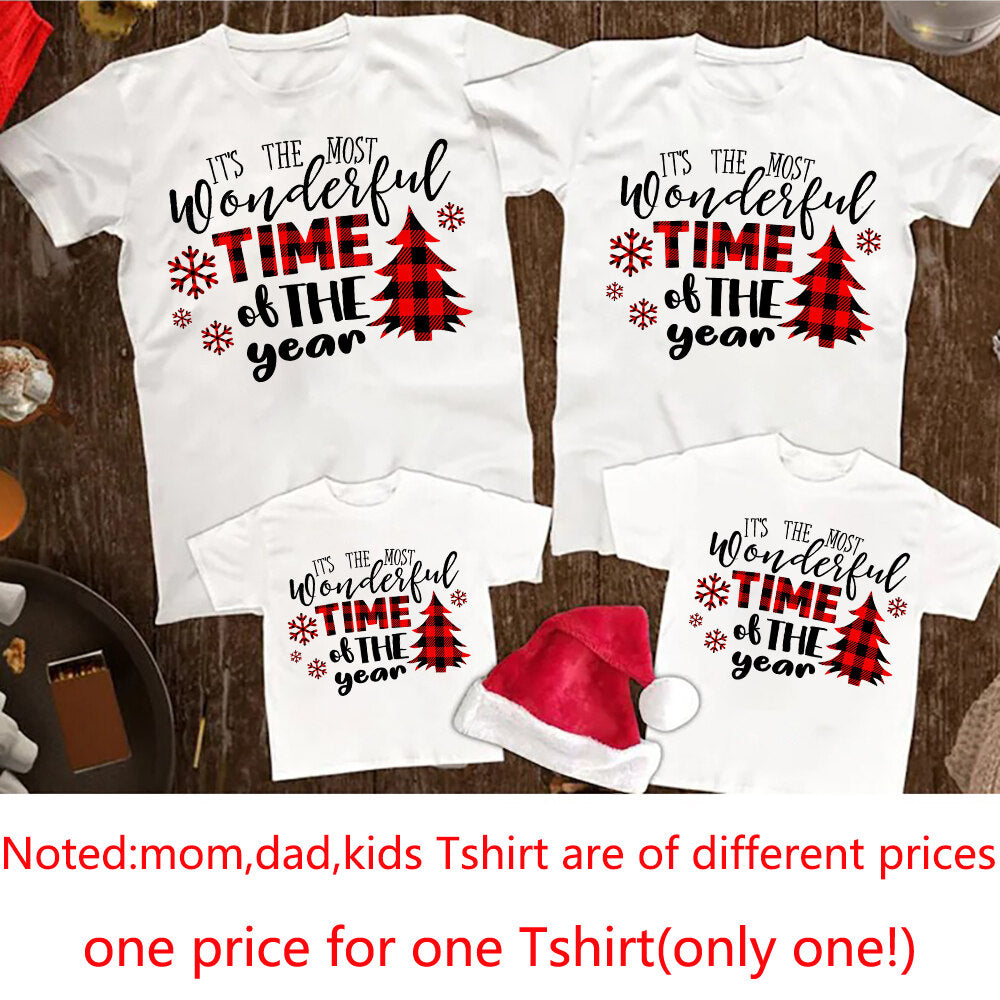 Christmas Family Matching Outfit T-shirt Xmas Party Gift It's The Most Wonderful Time of The Year Print Cute T Shirt Family Look