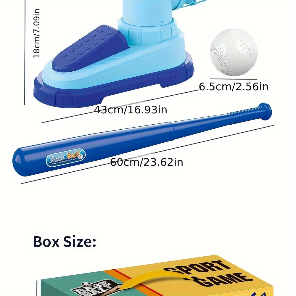 Baseball Tee T-Ball Set for Kids Toddler Baseball Set with Step-On Pitching Machine Pop Up Balls Outdoor Christmas Gift for Boys