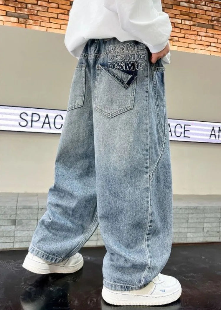 2025 Spring New Boys Loose Fit Jeans Long Pants for Toddler & Big Kids, Handsome Casual Denim Pants, Trendy Kids Clothing