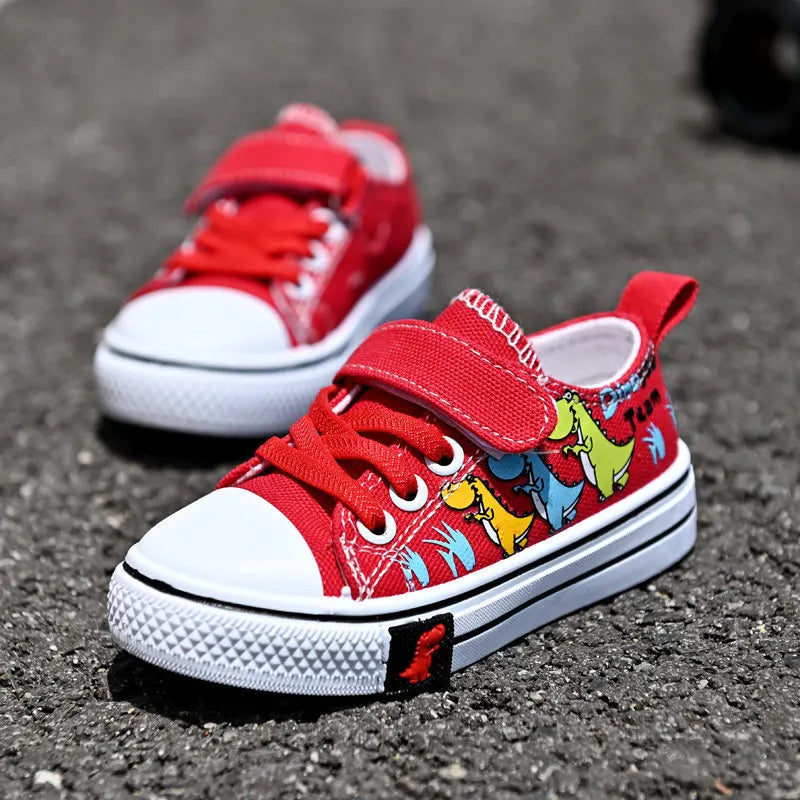 Children cartoon canvas shoes boys and girls casual low-top shoes baby spring and autumn breathable single fashion sneakers