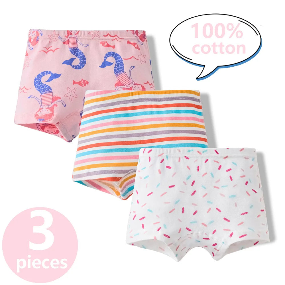 3/6 Pcs Children's Girls Panties Sets 100% Cotton Pretty Cartoon Unicorn Print Underwear For Girl Infant Undies Boxer Breathable