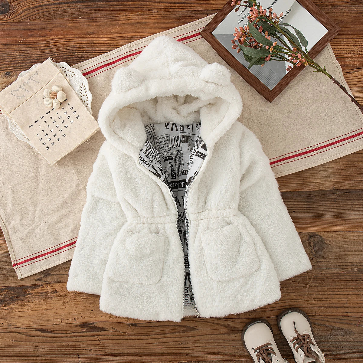 Winter New Thick And Warm Baby Girl Coat, Simple Solid Color Children'S Clothing Suitable For Babies With A Height Of 90-140cm