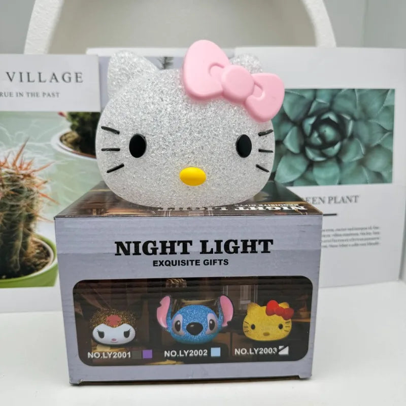 Disney Stitch Particle Projection Night Light Cartoon Hello Kitty Kuromi 3D Doll Reading Lamp Creative Desk Lamp Kids Gifts