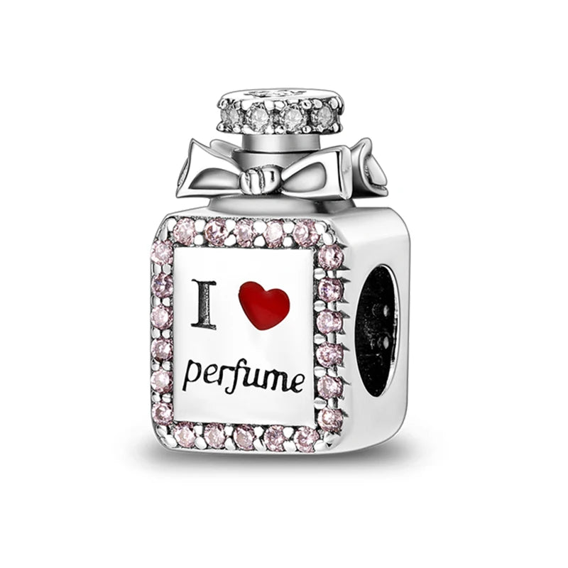 Hot Sale Charms Beads 925 Sterling Silver Pink Perfume Bottle Letter Luminous Firefly Tarot Card Beads Fit DIY Bracelets Jewelry
