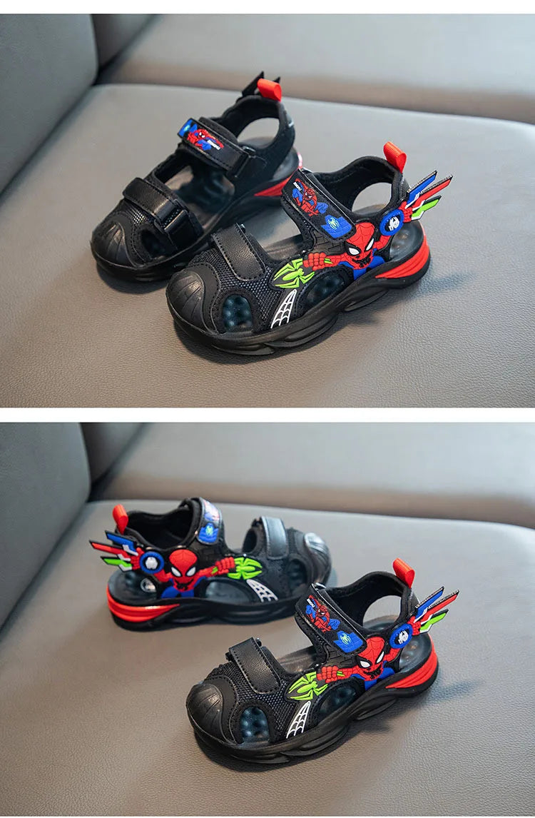 Disney Children's Cartoon Sandals Summer Boys' Beach Sandals Soft Soled Children's Sports Sandals Open Peep Toe Black Shoes