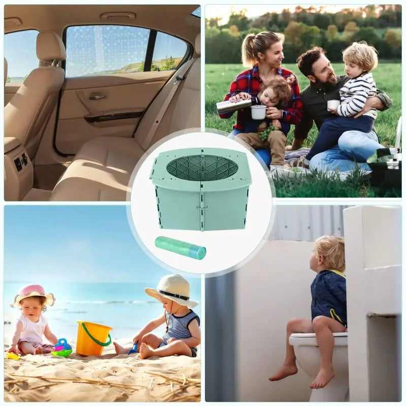 Travel Potty for Kids,Reusable Portable Folding Potty for Toddler,Foldable Toilet for Outdoor Camping,Toddler Toilet Seat Green