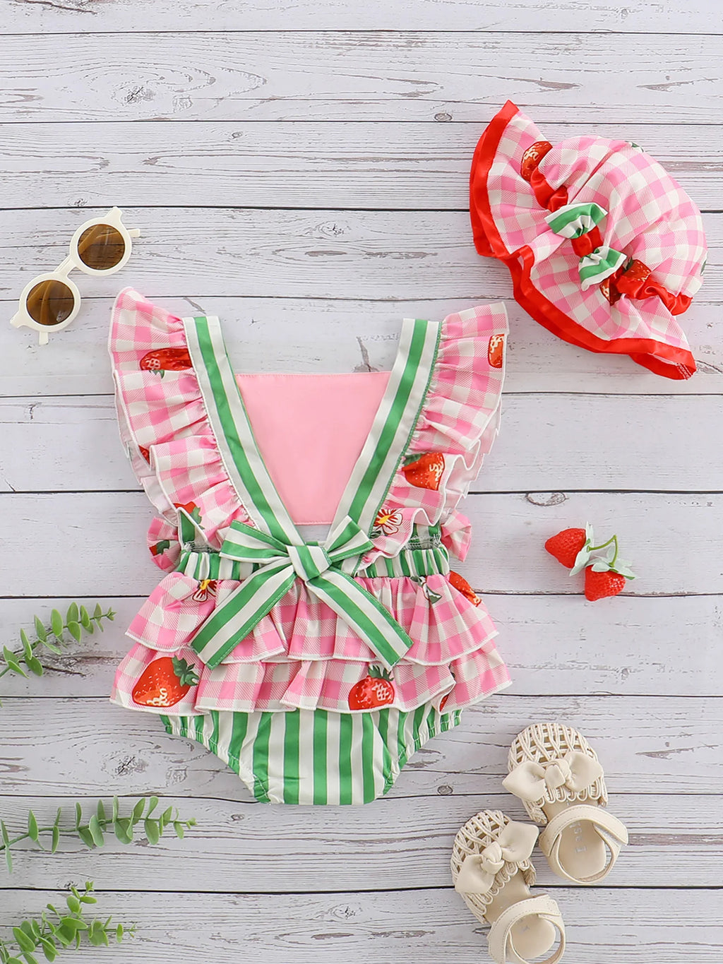 Toddler Girls Floral Print Sleeveless Rompers with Bow Headband Set Summer Jumpsuits Outfits Clothes for Baby Girls