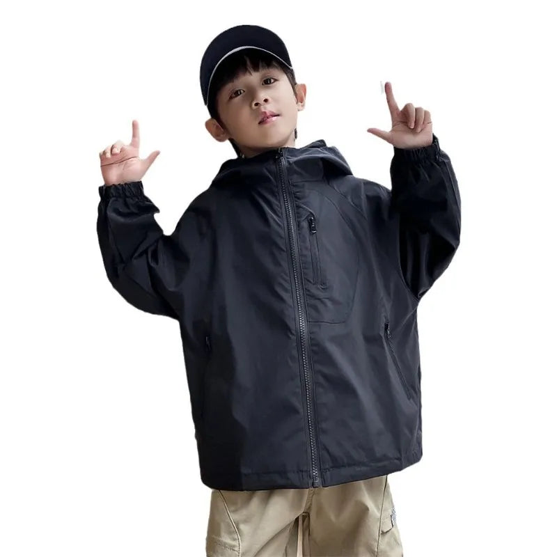 2025 New Kids Outdoor Jacket Unisex Sporty Design Spring Autumn Wear Trendy Waterproof Windproof Jacket for Boys Girls Ages 8-14