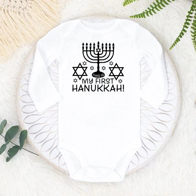 My 1st Hanukkah Chanukah Newborn Bodysuits Happy Hanukkah Baby Rompers Infant Body Long Sleeve Jumpsuit Clothes
