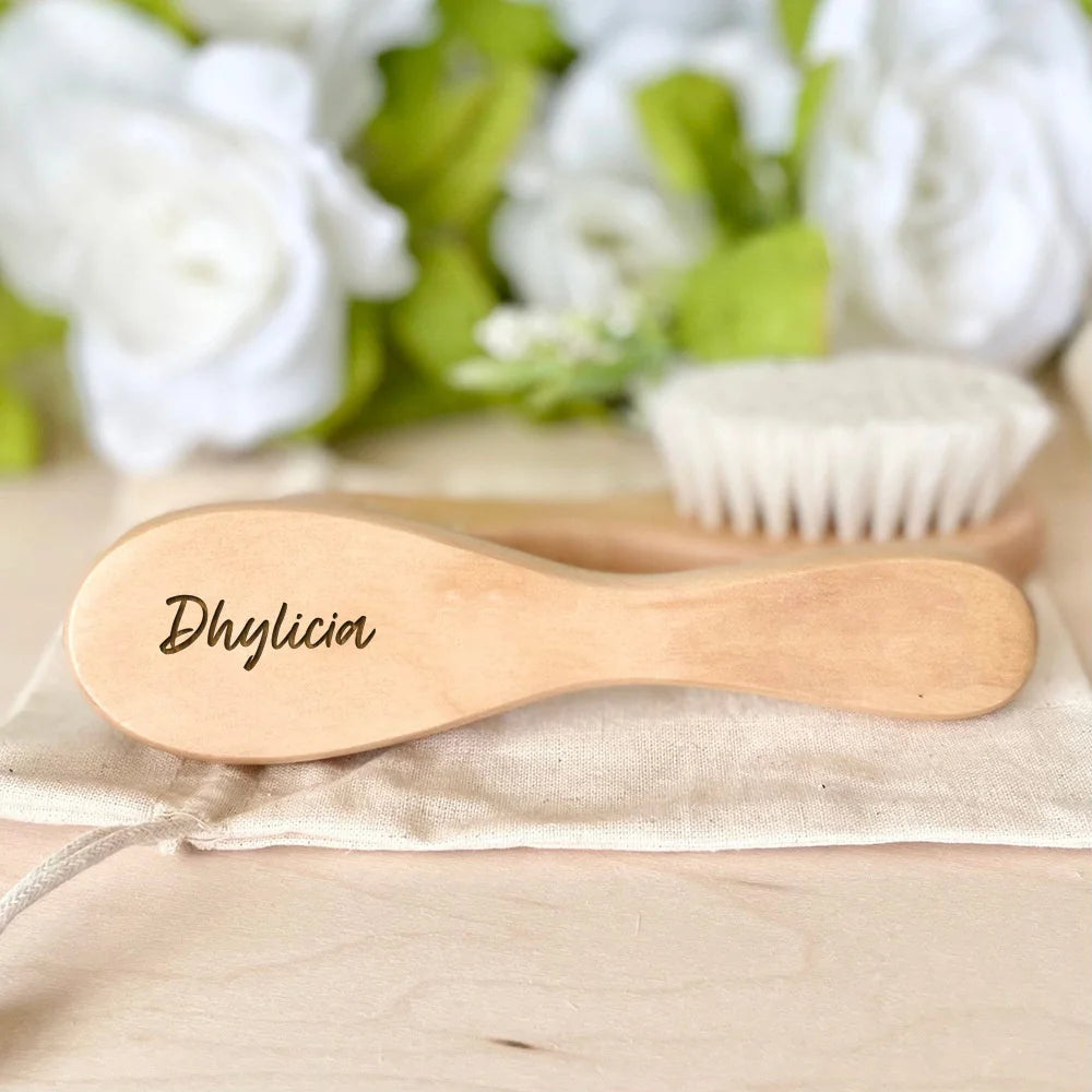 Personalized Baby Hairbrushes Engrave Infant Name Wooden Newborn Hair Brush Comb Birth/Baptism/Birthday Baby Shower Gifts