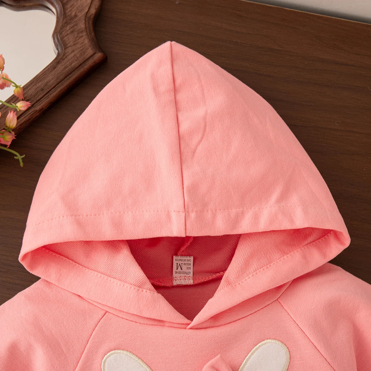 Spring And Autumn New Cute Rabbit Baby Girl Top, Pink Hooded Children'S Long Sleeve Clothes (6-24 Months)