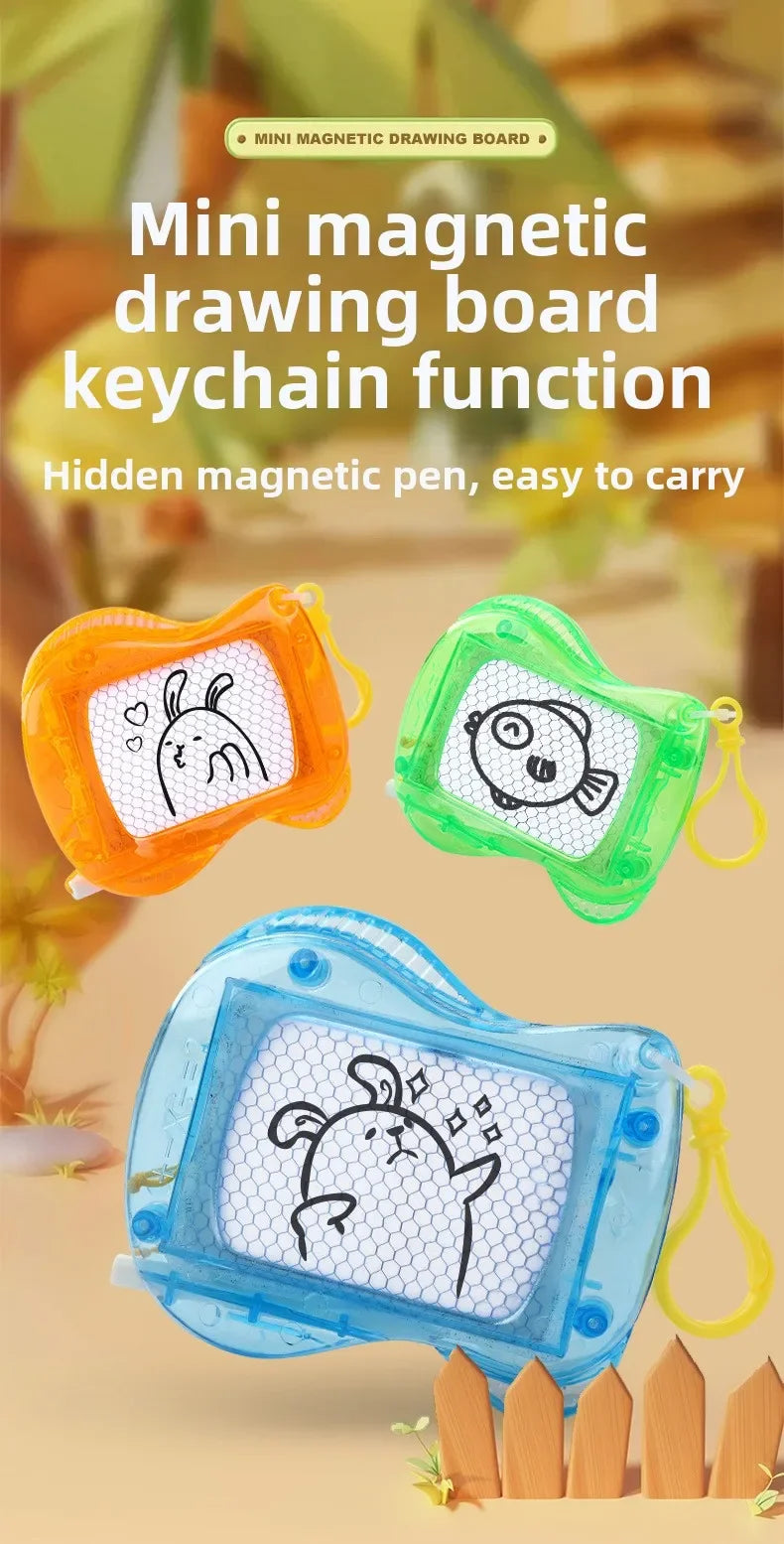 1-10PCS Mini Magnetic Drawing Board Keychain  Doodle Pad with Stylus Portable Toy Erasable Writing Board Educational Kids Gift