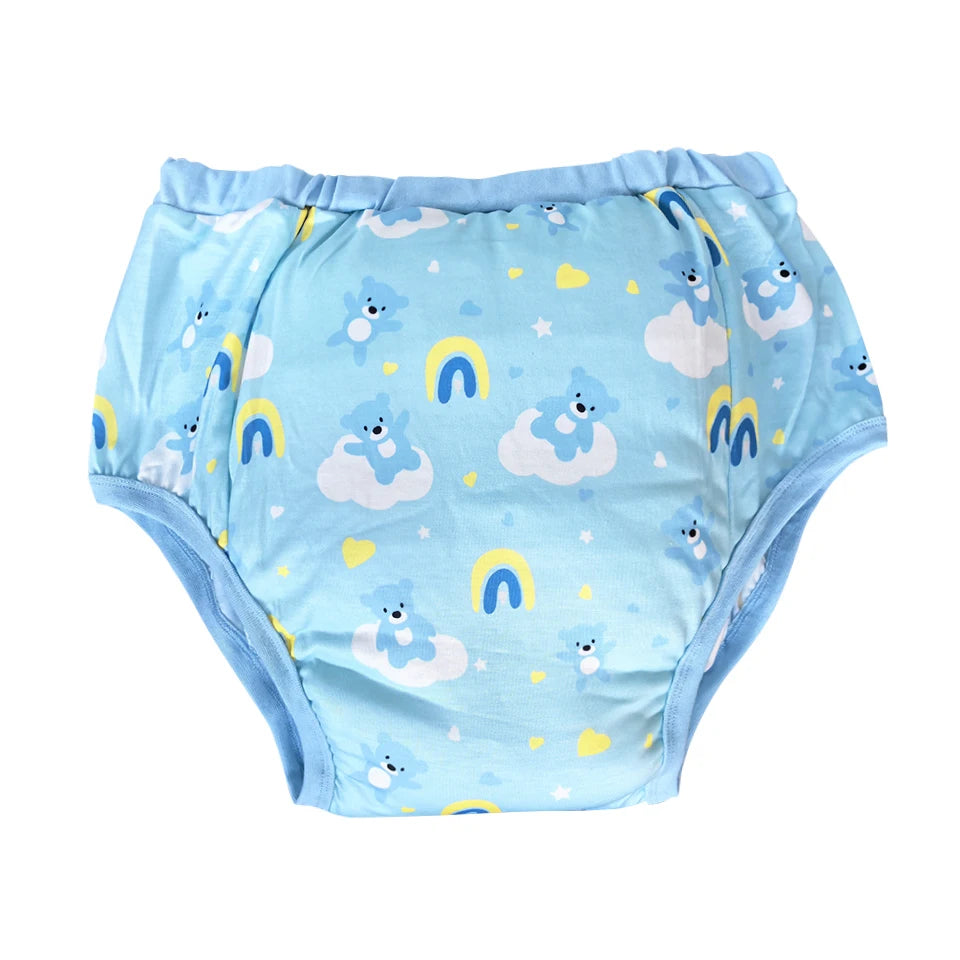 Waterproof Cotton Adult Baby Training Pants Reusable Infant Shorts Underweaer Cloth Diapers Panties Bear printed Nappy For Adult