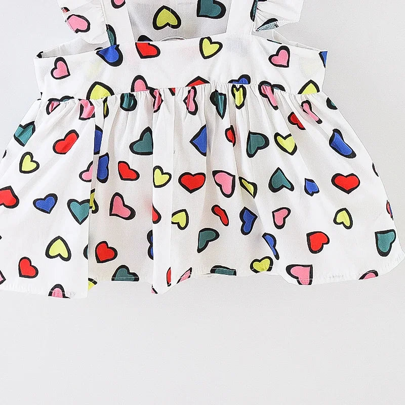 Summer New Colorful Heart Baby Girl Dress, Beach Party Children'S Sleeveless Clothes Free Dragonfly (9 Months -3 Years Old)