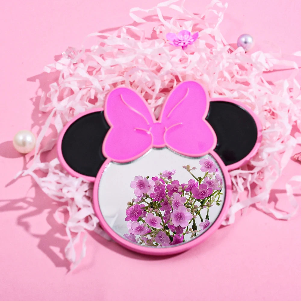 Minnie makeup brush set, metallic texture, cartoon makeup tool, cute Minnie hand mirror, suitable for girls' birthday parties!