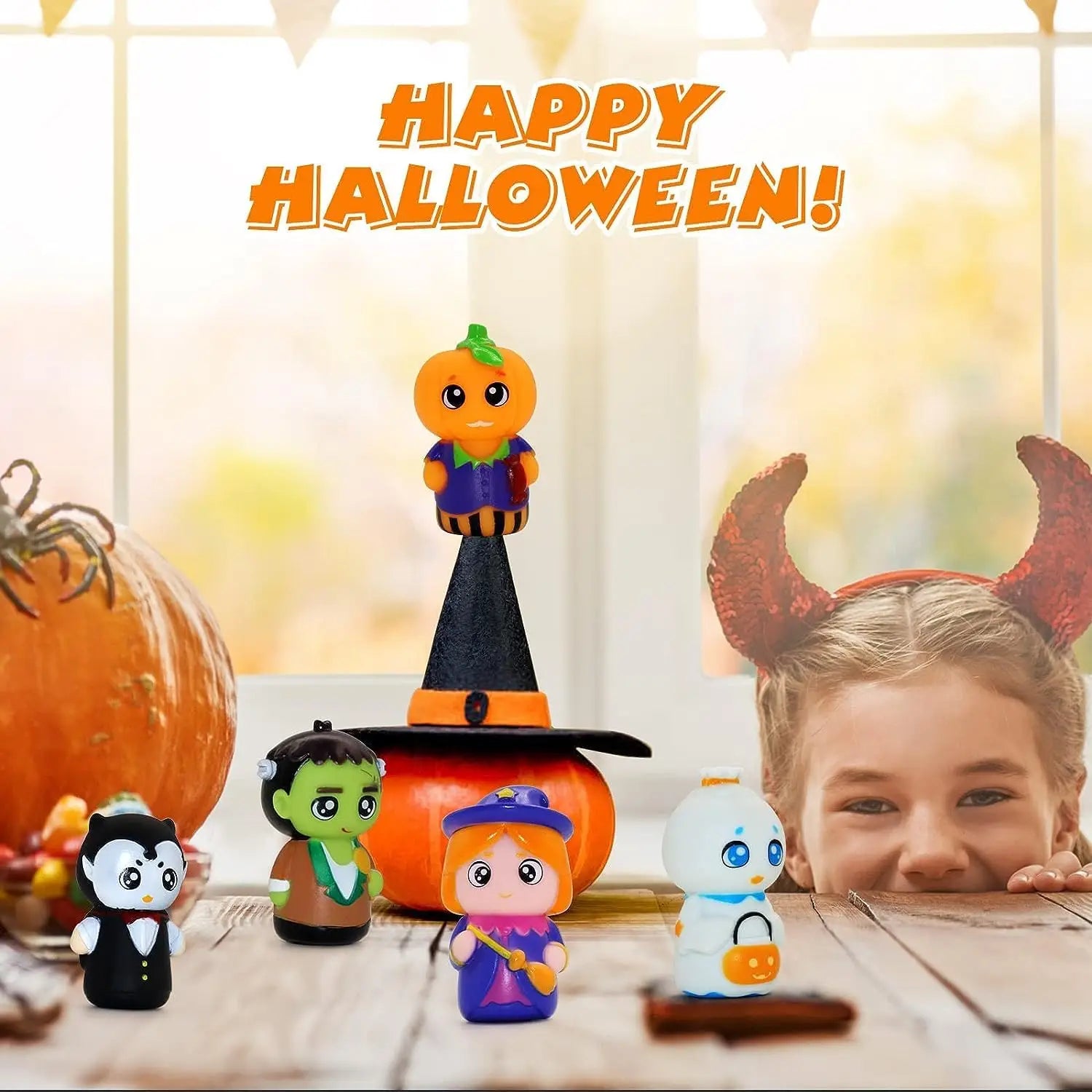 Halloween Finger Puppets Ghost Vampire Witch Pumpkin Frankenstein Characters Finger Puppets Set for Party Favors Pretend Play