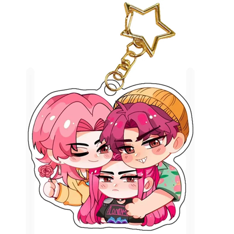Kpop Demon Hunters Saja Boys Keychain Huntr-X Bag Pendant Unters Huntrix Saja Self Made Acrylic Keyring Jewelry Friends Gift