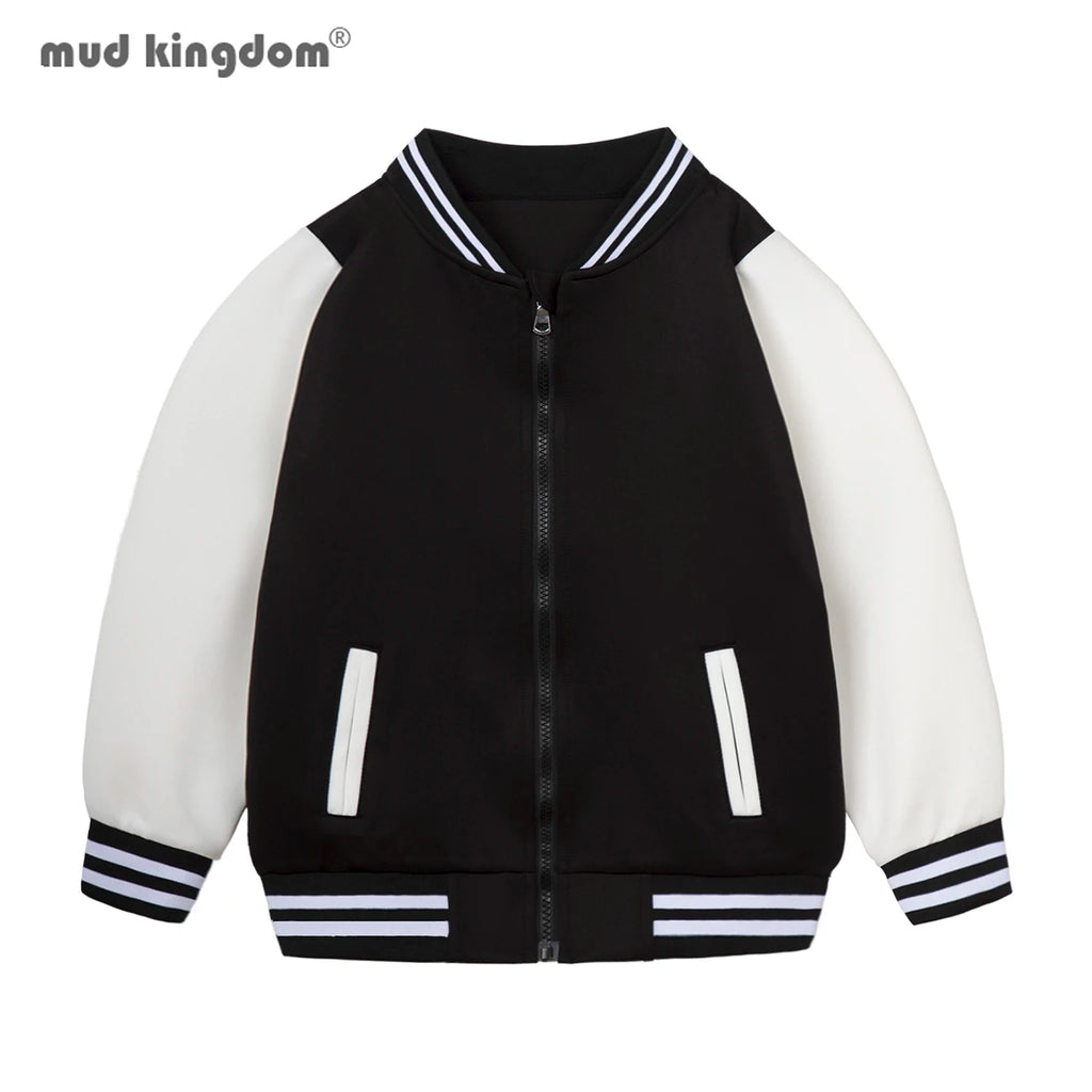 Mudkingdom Autumn Boys Girls Quick Dry Baseball Jacket Zip Up Coat Long Sleeve Casual Clothing for Children Lightweight Outwear