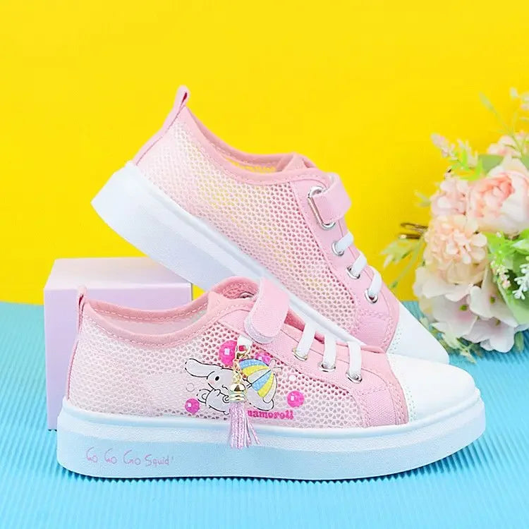 Sanrio hello kitty  spring autumn non-slip net shoes girl casual shoes cartoon board shoes kuromi sports shoes cute Sneakers