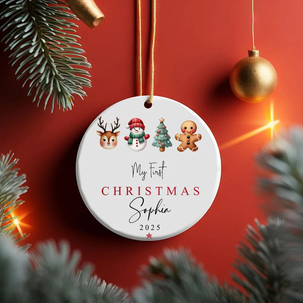 Personalized Baby's First Christmas Ornament Custom Name Gift for Newborn Christmas Tree Decor Photography Accessories