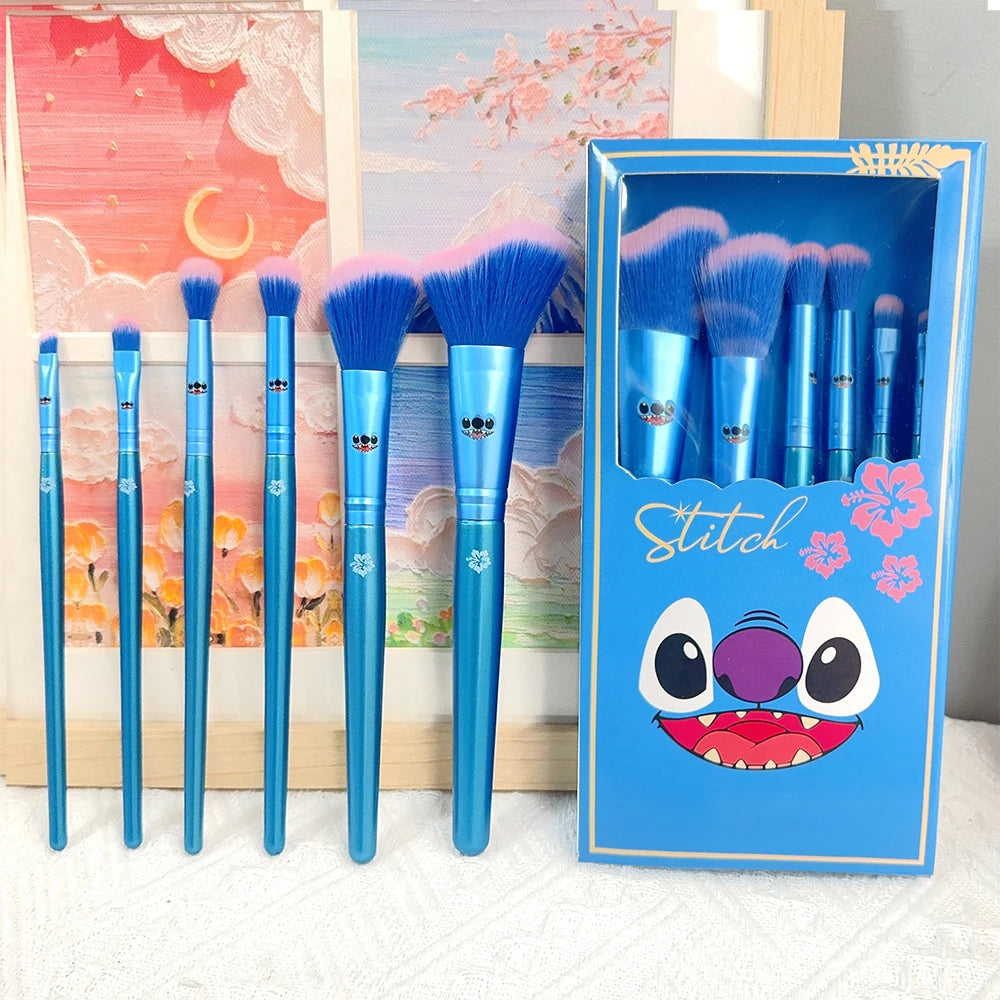 6pcs pink cartoon cute Stitch makeup brush set, wooden makeup brush eye shadow brush, gift box packaging, the perfect choice for