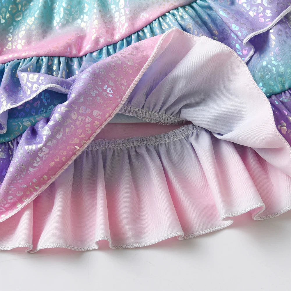 DXTON Baby Girls Skirts Children Mermaid Tutu Skirt For Girls Layers Patchwork Girls Princess Skirt Gradient Kids Party Costumes