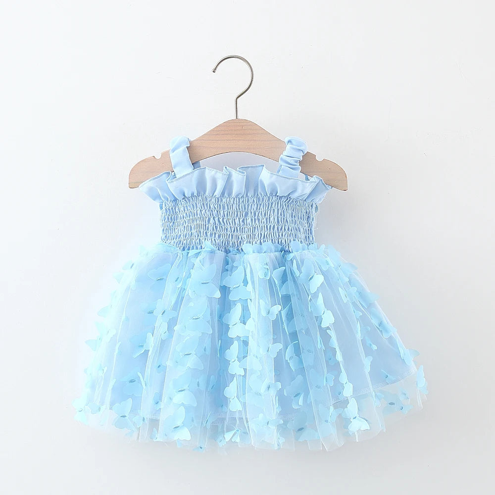 Summer New Princess Style Baby Girl Dress, Butterfly Chiffon Suspender Children'S Clothing For Babies Aged 9 Months To 3 Years