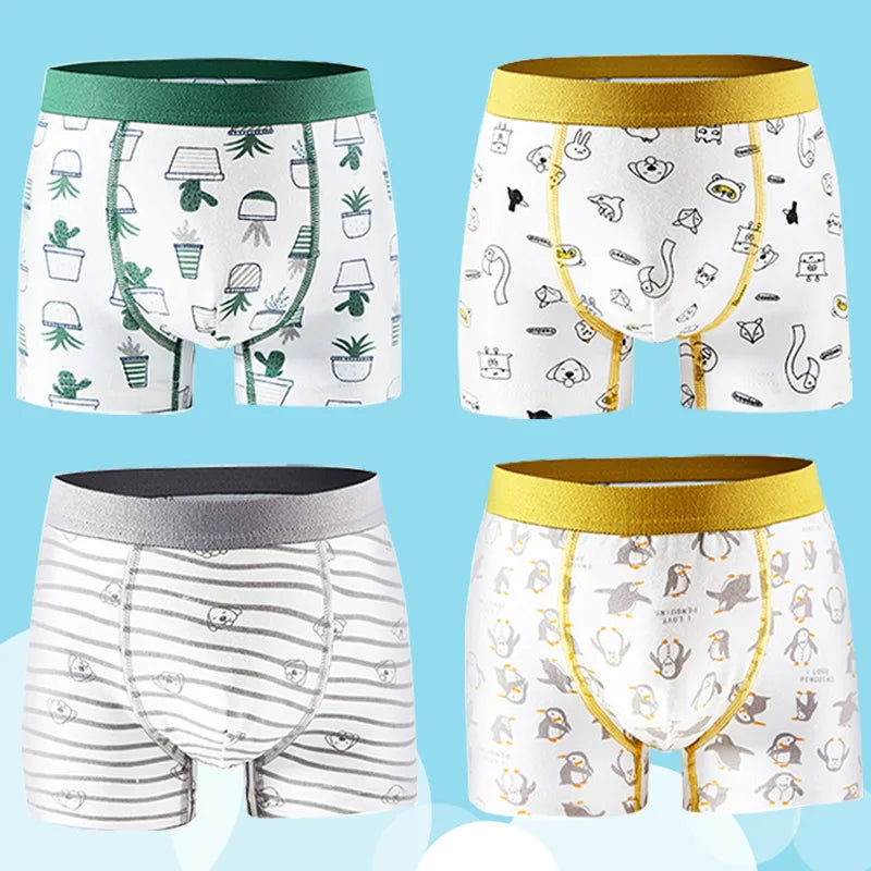 4/8 pcs Boys Boxer Sets Briefs Kids Cotton Underwear Baby Boy Underpants Teenager Cartoon Dinosaur Print Soft Children Panties
