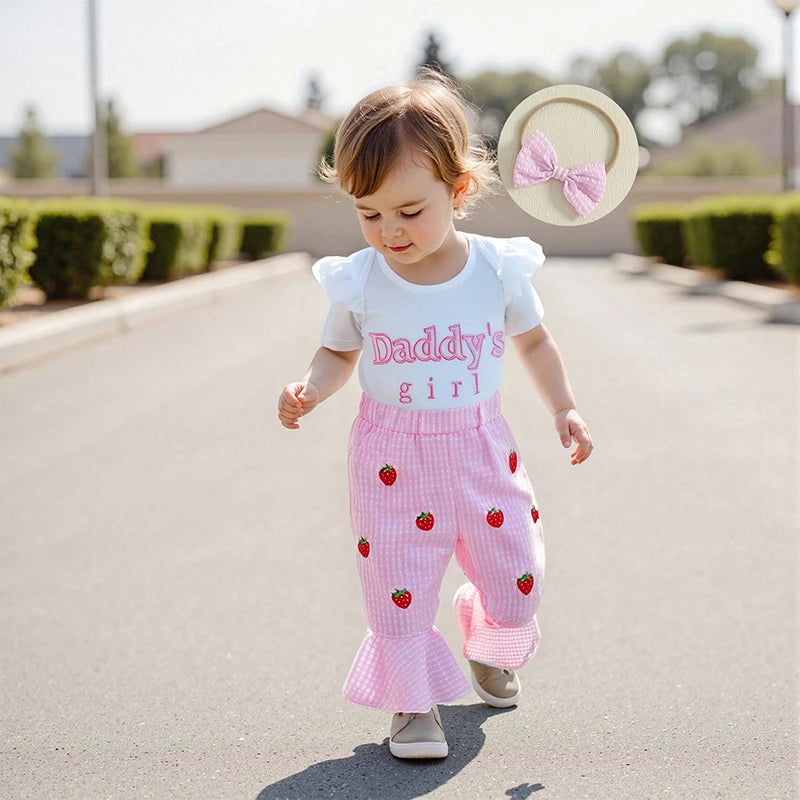 Toddler Girls 2-Piece Outfit Set with Ruffle Sleeve Floral Print Top and Denim Shorts - Summer Fashion Set for Baby Girls