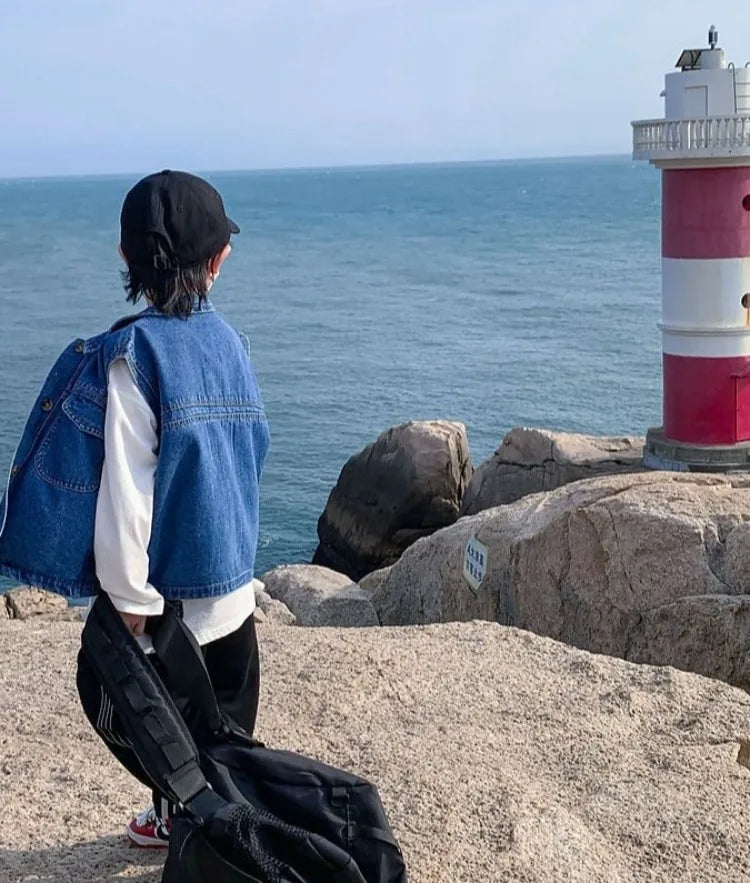 2025 New Boys Denim Vest Sleeveless Toddler Boys Spring Autumn Stylish Kids Jacket