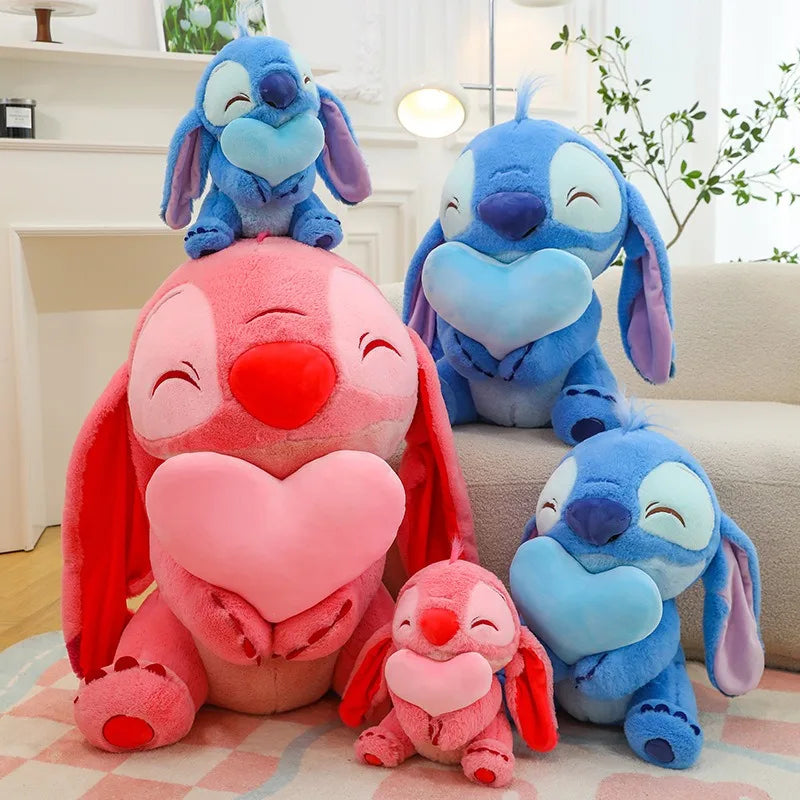 30cm Blue Pink Love Stitch Plush Toys Cartoon Lilo Stitch Doll Angel Plush Toy Cute Anime Soft Stuffed Children's Birthday Gift