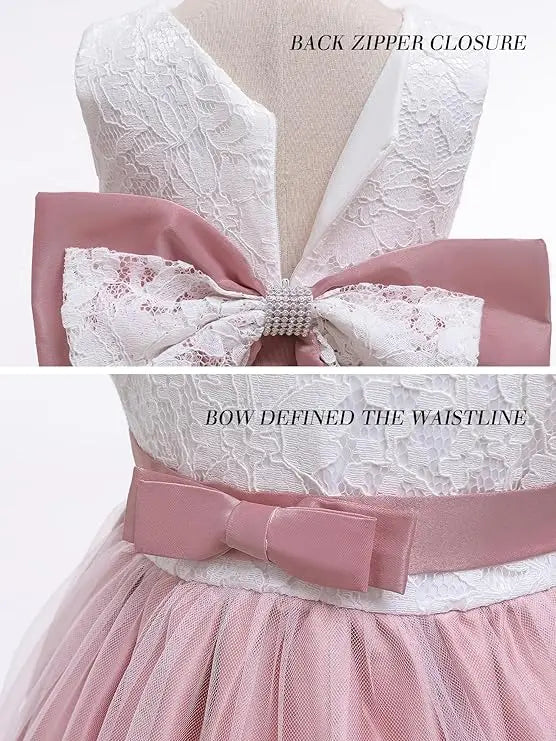 New Year Dress For Girls White Bridesmaid Dresses For Wedding Prom Gown Big Bow Girls Elegant Dresses Red Puffy Christmas Dress