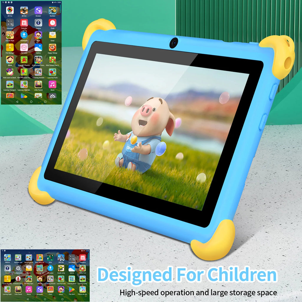 7 Inch 5G Kids' Tablet with Cartoon Pattern Android Learning Education PC with Kids-Proof Case 4000mAh Tablet