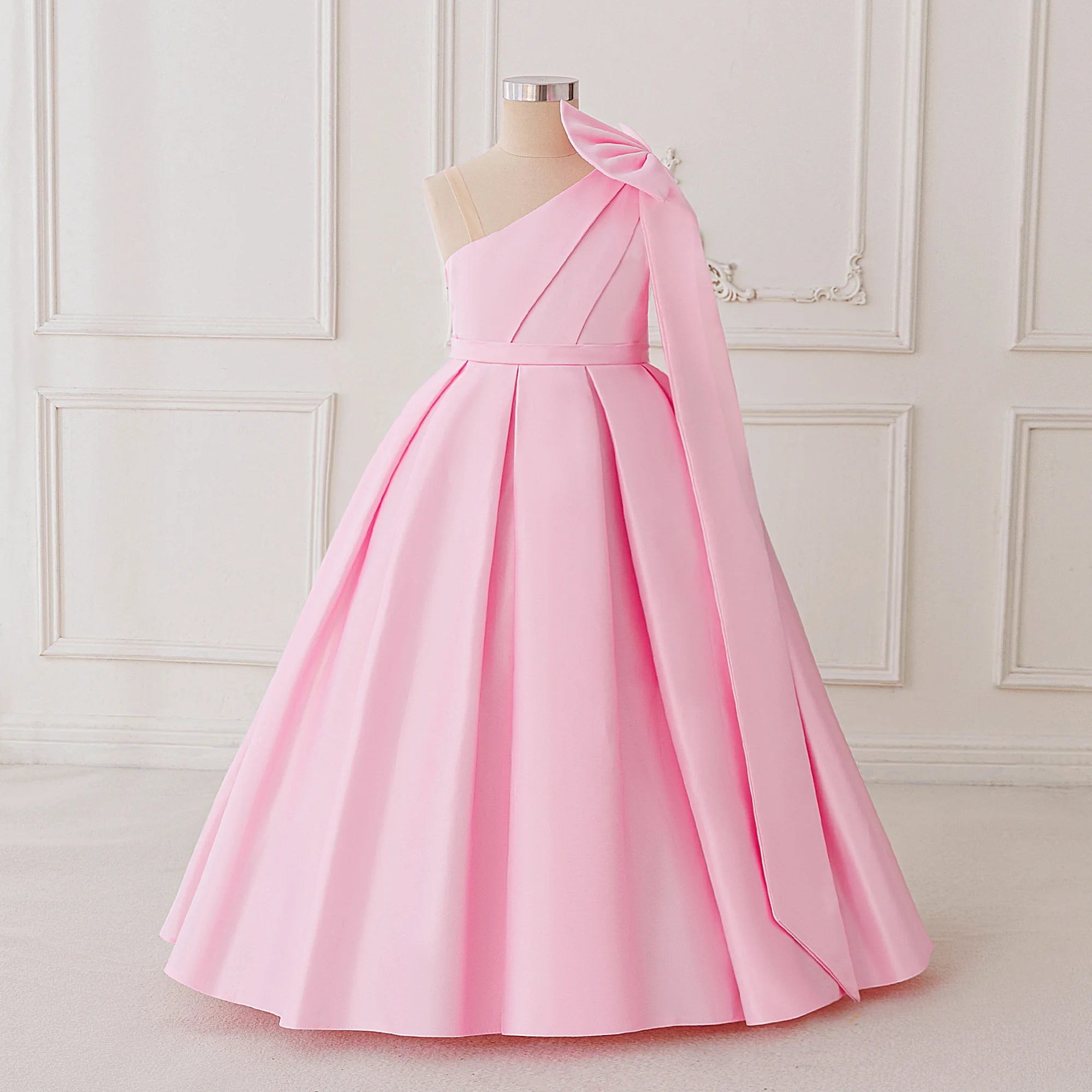 Fashion Bow Bridesmaids Party Girls Dress Elegant Wedding Birthday Princess Prom Dresses for Girl Gala First Communion Costumes