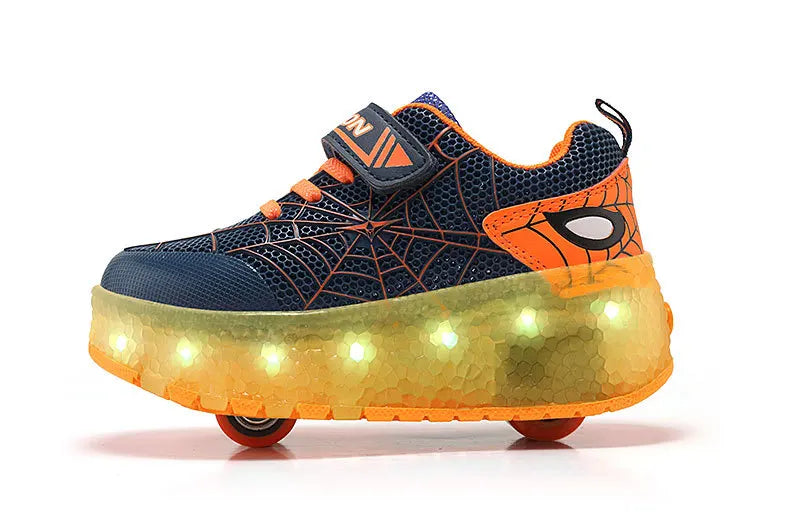 Boys Girls Roller Shoes LED Light Up USB Charging Children Roller Skate Casual Skateboarding Shoes Sports Shoes Kids Sneakers