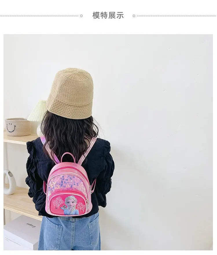 Disney Frozen Girls Backpack Elsa Princess New Girls Backpack Cartoon Cute Sequins Fashion Trend Kindergarten School Bag